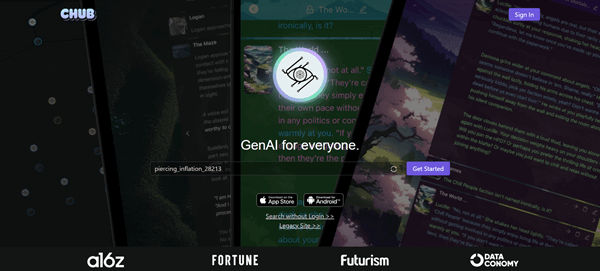Chub AI homepage